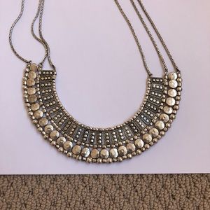 Silver bib necklace